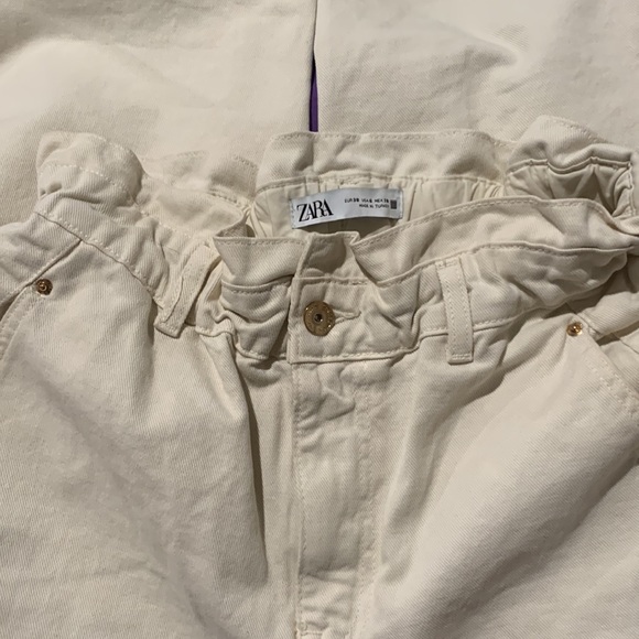 ZARA Paper Bag Barrel Pants in Cream Denim - Picture 10 of 12